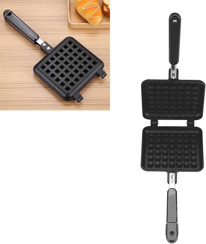 Zerone Waffle Maker, Waffle Maker Iron Stovetop Waffle Maker Non Stick Waffle Maker Pan Press Plate Cooking Baking Tool 5.5 x 12.4 inch