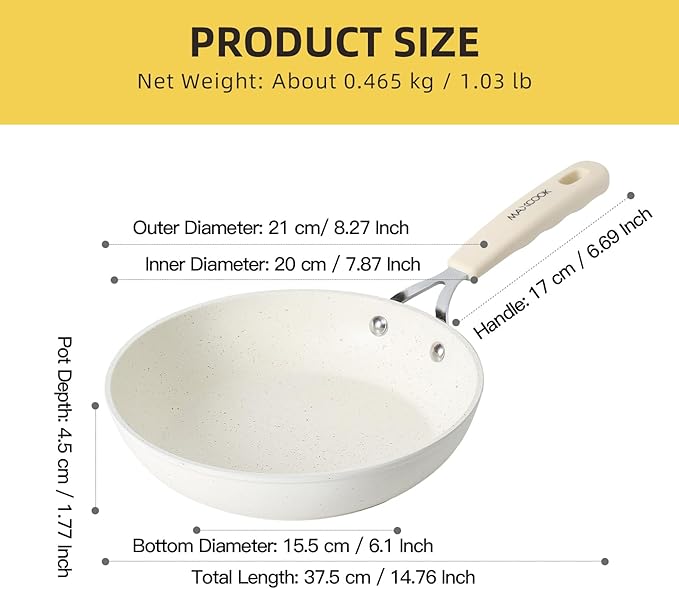 MAXCOOK Egg Pan, 8 Inch Omelette Pan Nonstick Skillet,Small Non Stick Frying Egg Pan,Medical Stone Coating Cookware, Induction Skillet for Eggs, PFOA Free Cookware (20 cm)