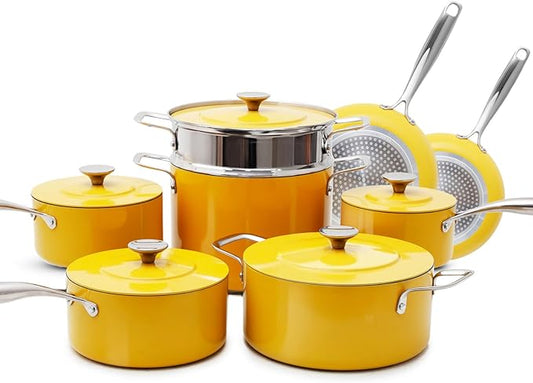 Nuwave Lux 13-Piece Premium Cookware Collection, Healthy G10 Duralon Blue Ceramic Nonstick, Ultra Durable, PFAS-Free, Lightweight & Works on All Cooktops