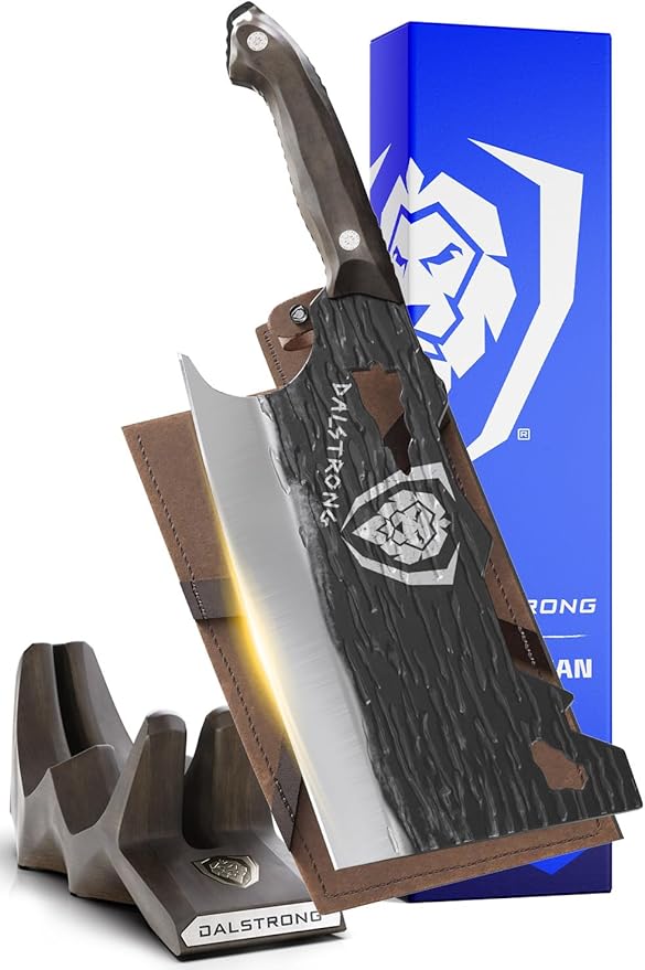 Dalstrong Obliterator Meat Cleaver Knife - 9 inch - Barbarian Series - Premium 7CR17MOV High Carbon Steel - Black Brown Stabilized Wood Handle - Massive Heavy Duty Knife with Sheath