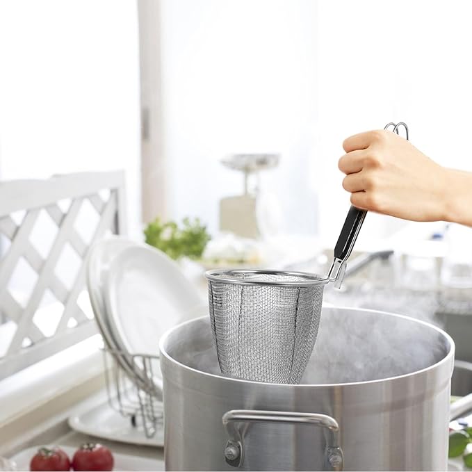 Mesh Strainer Spoon Stainless Steel Pasta Basket Mesh Noodle Strainer Pasta Noodle Strainer Sieve Mesh Strainer with Handle for Home Restaurant Kitchen