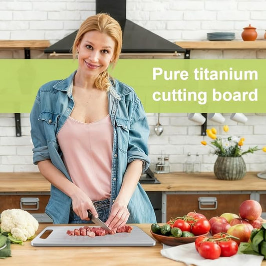 BLOCE Titanium Cutting Board for Kitchen, Non Stick Chopping Board, Upgrade Double Sided Food-Grade Titanium Board for Kitchen for Meat Cheese Vegetable (Medium)