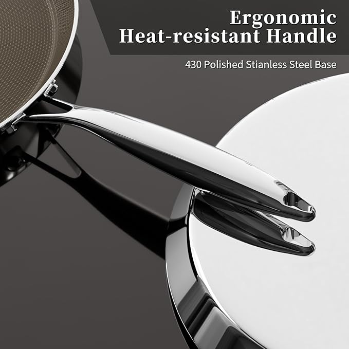11 Inch Stainless Steel Crepe Pan - Titanium Ceramic Nonstick Crepe Pan, Stainless Steel Pancake Pan, Non Stick Flat Skillet Tawa Dosa Tortilla Griddle Pan, Induction Compatible, PFOA&PFAS Free