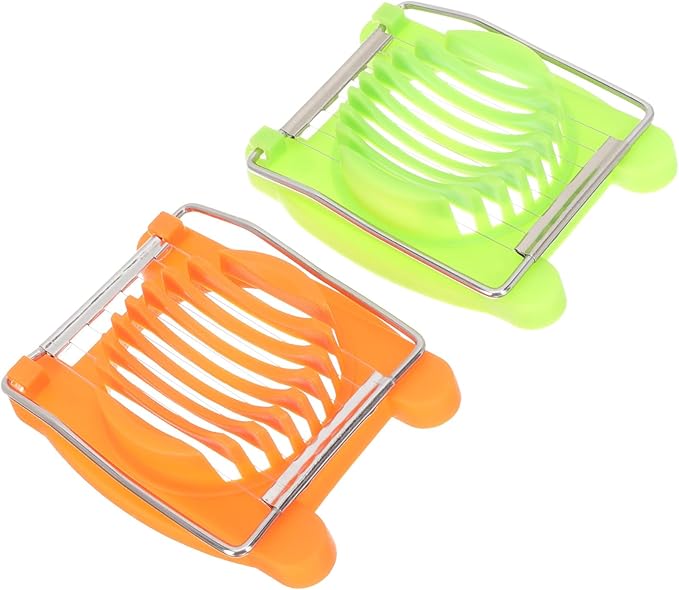 DOITOOL Creative Egg Slicer and Fruit Cutter Set, 4pcs Handheld Food Slicer for Home Kitchen, Sturdy Plastic Green and Orange Handles, Convenient DIY Cooking Tool for Egg and Fruit
