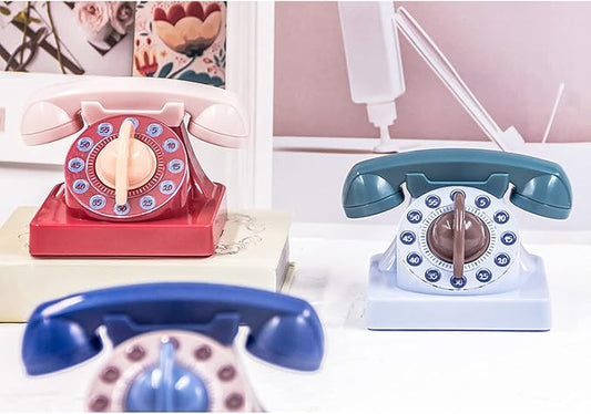Cute Cartoon Telephone Shaped Kitchen Timer Mechanical Wind Up 60 Minute Manual 360 Degree Rotating Timer For Children Kitchen Timers For Cooking Manual