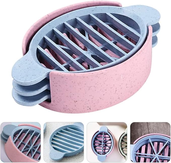 AKOAK 1 Pack Egg Cutter Egg Fruit Decorative Slicer Multifunctional Stainless Steel Manual Pine Flower Egg Slice Divider Family Restaurant kitchen Gadget