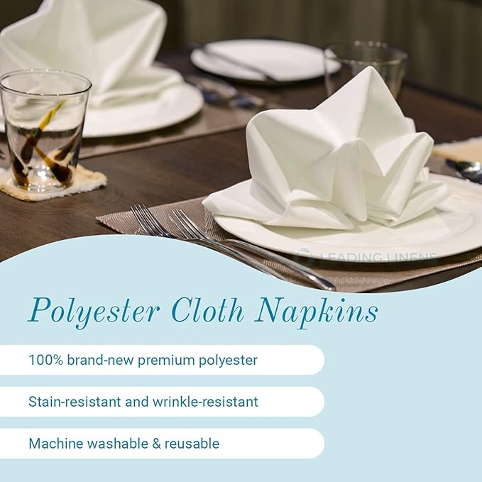 Polyester Cloth Napkins - Washable Soft Table Linens - Durable & Elegant for Dining, Restaurants, Weddings, Events, Rentals, Banquets, & Parties - Premium Quality Set of 250, Light Blue, 17"x17"