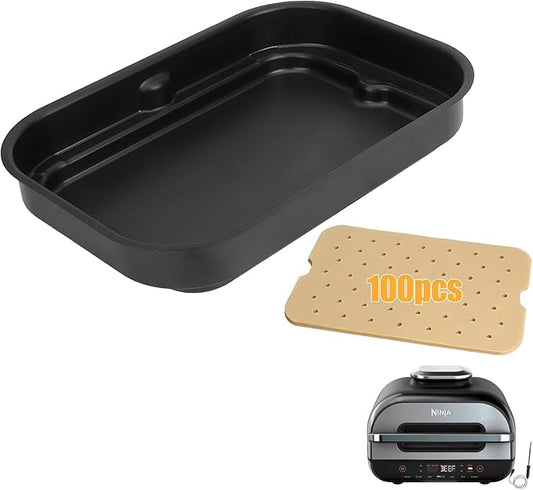 KEESHA Non-Stick Griddle Pan Replacement Part | Compatible with Ninja Foodi FG551, DG651, DG551 Smart XL Indoor Grill | Includes 100PCS Disposable Air Fryer Parchment Paper Liners