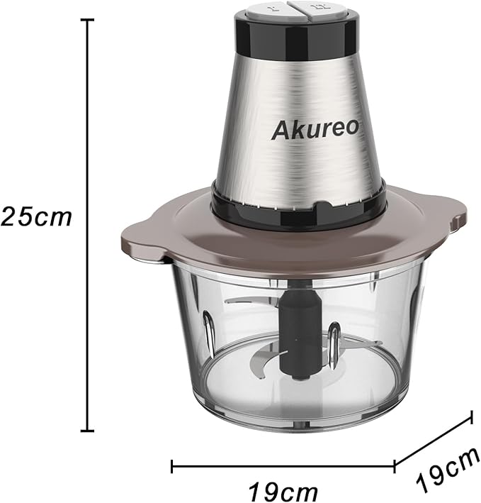 Akureo Kitchen in the Box Mini Food Processors, Electric Food Chopper with Meat Grinder & Vegetable Chopper - 2 Sets of Bi-Level Blades for Fruits/Meat/Nuts