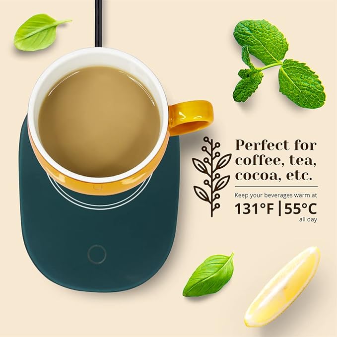 Amruta Auto On/Off Gravity Induction Coffee Mug Warmer, Warming Plate for Coffee Mugs Tea Cups, Great for Beverages Coffee, Tea, Cocoa, Milk, Water (Warmer-Green)