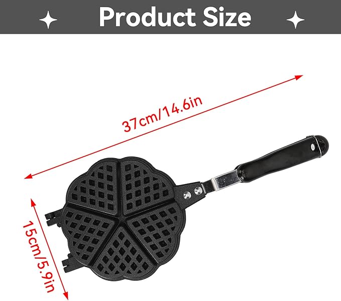 5.9in Waffle Maker Pan, Non Stick Stovetop Waffle Iron Camping Maker Pan Portable Aluminum with Long Handle for Family Breakfast Baking