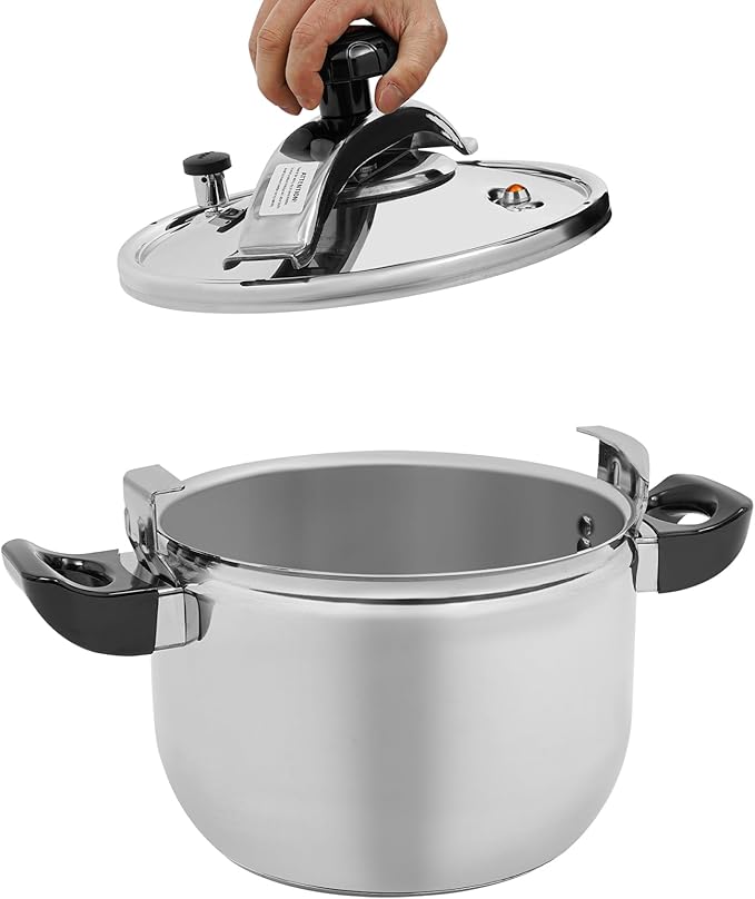 9L/2.38Gal Pressure Cooker, 201 Stainless Steel Polishing Pressure Pot 5/7/9/11/22/26/40L 60Kpa High Safety Large Capacity Pressure Cooker with Easy Lock Lid Dishwasher Safe (9L)