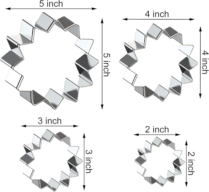 Sunflower Cookie Cutter Set Large - 5 Inch, 4 Inch, 3 Inch, 2 Inch - Sun Cookie Cutters Shapes Molds - Stainless Steel
