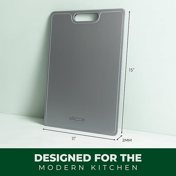 Real Titanium Cutting Board for Kitchen, Pure Titanium Large 15x11 Metal Cutting Boards for Meat and Vegetables, Food Safe, Dishwasher Safe