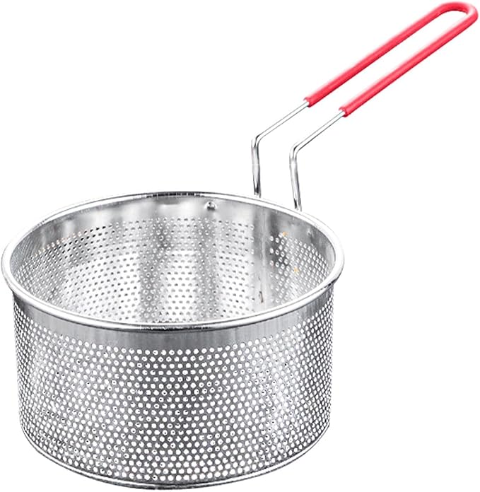Stainless Steel Deep Frying Basket with Long Handle, Fried Food Filter Basket, Pasta Strainer Colander for Home Restaurant (SIZE:7.09 inch)