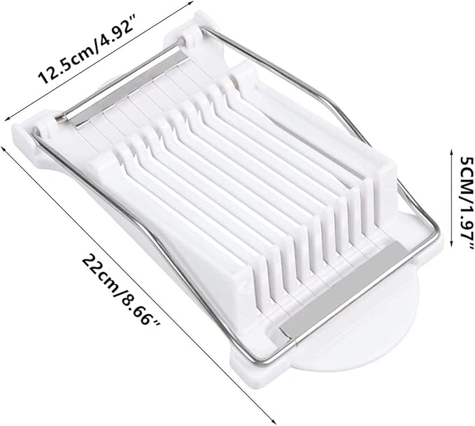Luncheon Meat Slicer, Boiled Egg Slicer, Banana Watermelon Slicer, Stainless Steel Wire 10-Wire Slicer, Ham, Cheese, Egg, Vegetable, Fruit, Soft Food Cutting Tool (White)