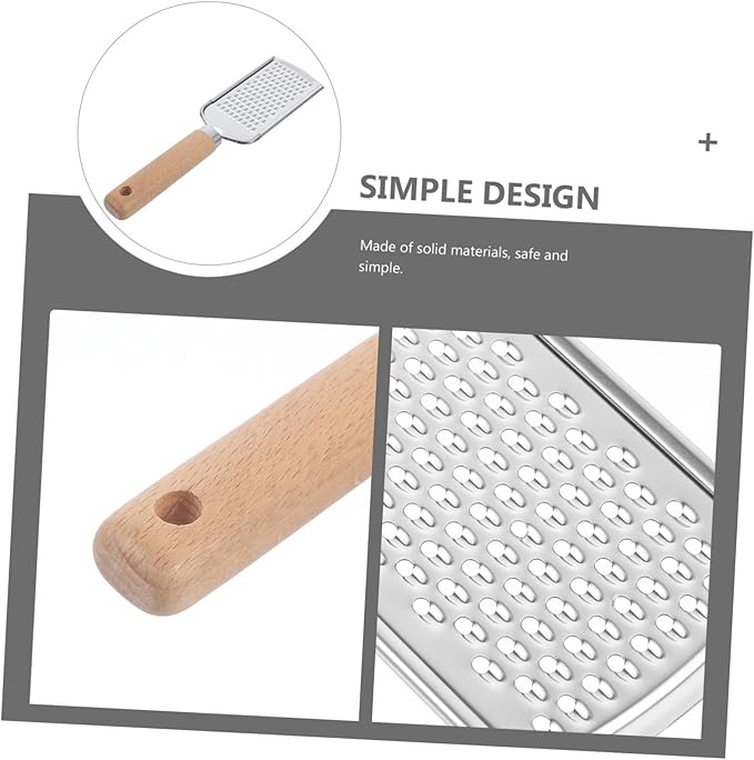 Stainless Steel Plane Grater Zester Wood Handle for Fruit and Vegetable Easy to Use Kitchen Gadget for Potatoes Carrots