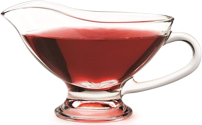 Classic Glass Gravy Dish with Handle - Sleek & Elegant with A Beautiful Shine- For Salad Dressing, Syrup, Sauces or Broth - Gift Item or Home Decor, 10 oz