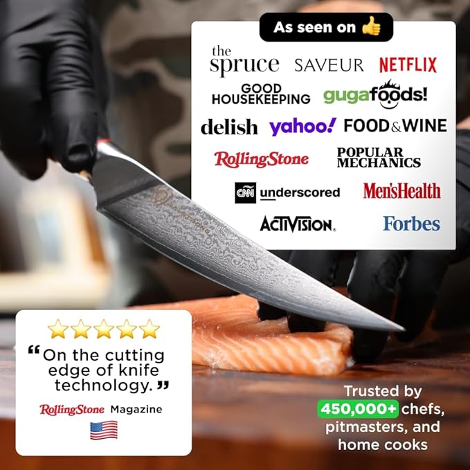 Dalstrong Slicing Carving Knife 12" + Fillet Knife 6" + Meat Fork - Shogun Series ELITE - Japanese AUS-10V Super Steel - Premium Carving Set - Black G10 Handle - Sheaths Included