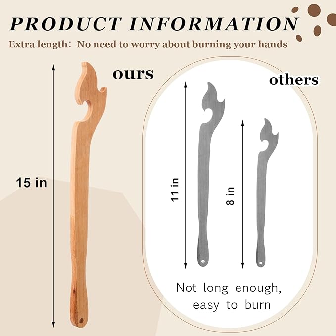 Juexica 15 Inches Extra Long Wood Oven Rack Puller Long Handle Oven Stick for Kitchen Appliances Baking Cooking Toaster Air Fryer Accessories