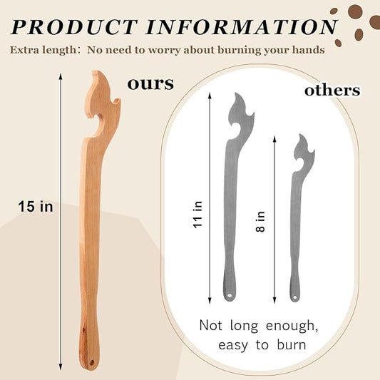 Juexica 15 Inches Extra Long Wood Oven Rack Puller Long Handle Oven Stick for Kitchen Appliances Baking Cooking Toaster Air Fryer Accessories