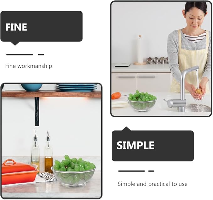 Cabilock Stainless Steel Fruit Vegetable Basket 8.66 Inch Fine Mesh Strainer Drain Basket Kitchen Colander for Washing Draining Food Preparation