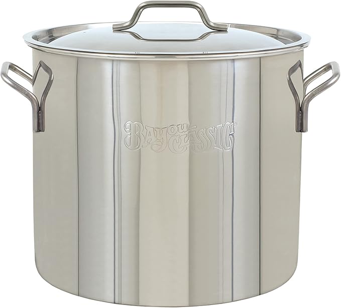 Bayou Classic 1420 20-qt Stainless Stockpot Features Heavy Duty Welded Handles for Secure Handling Domed Lid Perfect For Large Batch Cooking of Soups Stews Chili and Gumbo