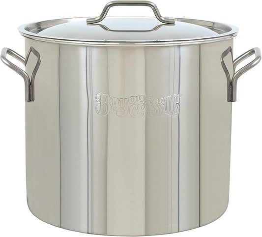 Bayou Classic 1420 20-qt Stainless Stockpot Features Heavy Duty Welded Handles for Secure Handling Domed Lid Perfect For Large Batch Cooking of Soups Stews Chili and Gumbo
