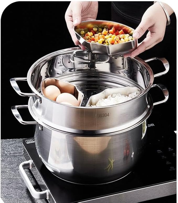 Individual Food Steamer Box Tray Set, 3pack Stainless Steel Mini Steamer Cookers Insert Pot Food Holder for Instant Pot n Air Fryer to Quick Prepare Meal