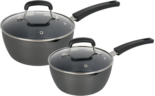 ONGIFT Nonstick Small Sauce Pan with Lid, 1.75 Quart and 2.4 Quart Sauce pan with Pour Spouts, Multipurpose Handy Little Saucepan with Stay Cool Handle, Small Pots for Cooking, Soups, Noodles, Milk
