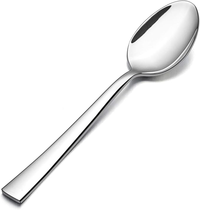 E-far Teaspoon Set of 12, 6.7 Inch Stainless Steel Spoons for Kitchen or Restaurant, Non-toxic & Mirror Polished, Squared Edge & Dishwasher Safe