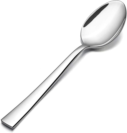 E-far Teaspoon Set of 12, 6.7 Inch Stainless Steel Spoons for Kitchen or Restaurant, Non-toxic & Mirror Polished, Squared Edge & Dishwasher Safe
