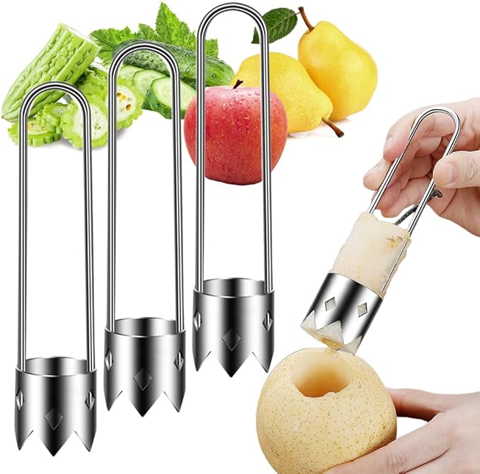 Red Bell Pepper Seed Corer, 2026 Upgraded Reusable Washable Stainless Steel Fruite Cutter Pepper Seed Remover Tool,Tool for Vegetables Fruit Corer Kitchen Gadget (3pc)