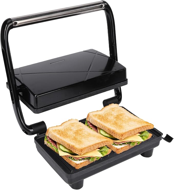 Sandwich Maker Panini Press Grill with Non-Stick Coated Plates, Easy to Clean and Store, Opens 180 Degrees Perfect for Cooking French Toast, Omelet, Grilled Cheese, Panini