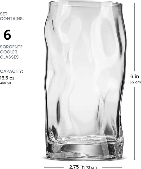 Bormioli Rocco Sorgente 15.5 oz. Cooler Glasses, Set of 6,