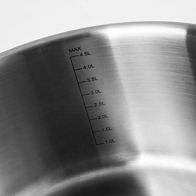 Rokasala 5 QT Saucepan with Lid,3-Ply Stainless Steel Stockpot,Professional Grade Cookware,Induction Compatible