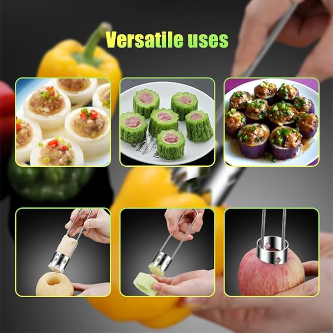 Red Bell Pepper Seed Corer, 2026 Upgraded Reusable Washable Stainless Steel Fruite Cutter Pepper Seed Remover Tool,Tool for Vegetables Fruit Corer Kitchen Gadget (2pc)