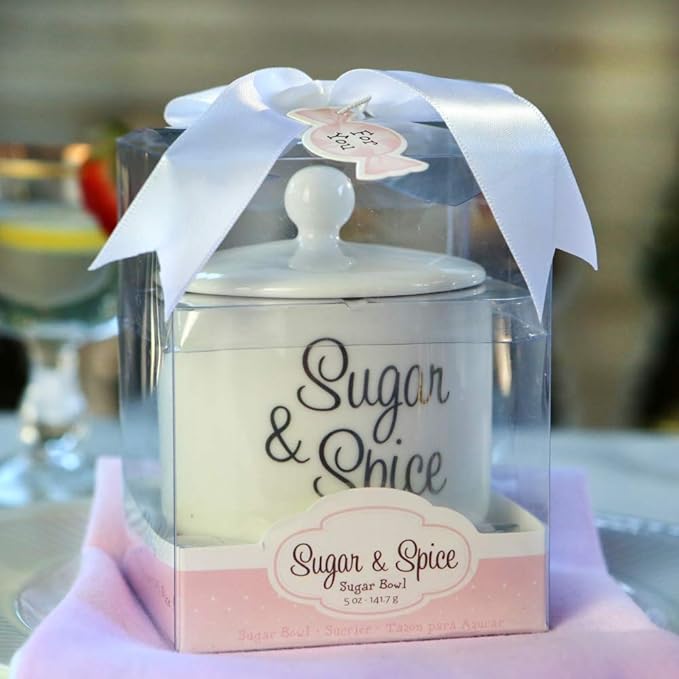 Kate Aspen Ceramic Sugar Bowl, Spice and Everything Nice, White