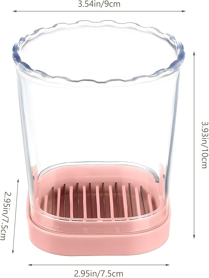 Strawberry Cutter Slicer Cup, Portable Fruit Slicer Cup, Stainless Steel Blade Strawberry Cutter Tool with Push Plate for Banana Egg Grape (Pink)