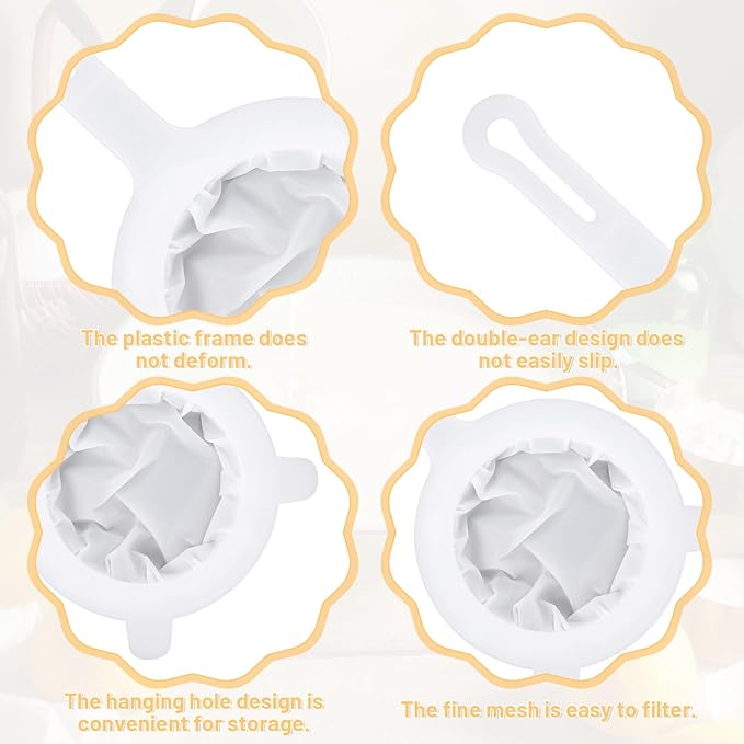 Ultra Fine Mesh Strainer, 400 Mesh Nylon Mesh Strainer Plastic Strainers for Kitchen Seives Fine Mesh Colander with Handle for Coffee Yogurt Juice Soy Milk Honey Liquids Tea Leaf Filter