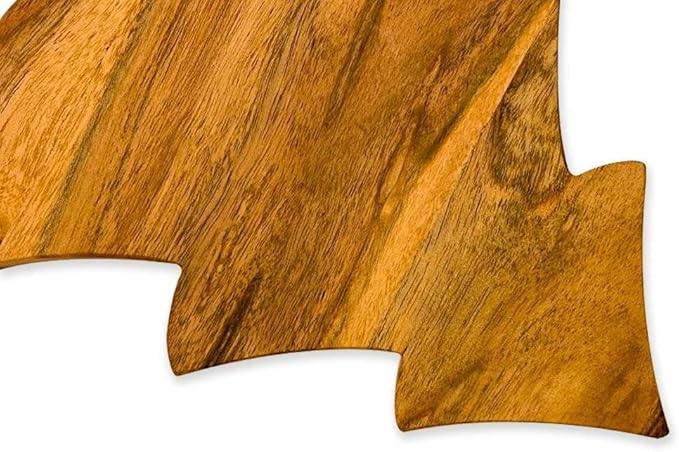 Treen Art Wooden Christmas Cutting Board for Kitchen Decor, 11"L x 9.75"W Mini Tree Shaped Acacia Wood Chopping Board with Handle & Grooves, Serving Charcuterie Platter