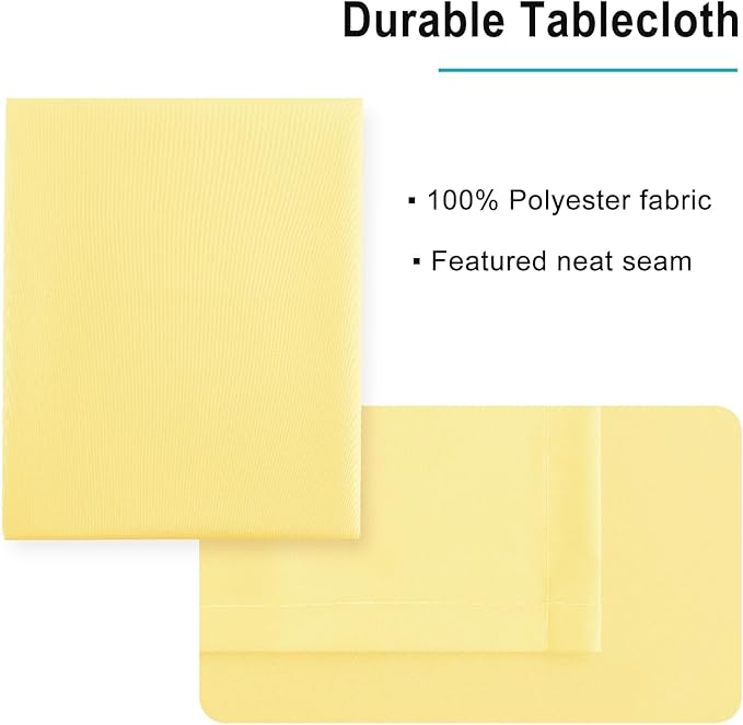 Hiasan Light Yellow Tablecloth for Rectangle Tables - Waterproof Washable Polyester Fabric Table Cloth for Buffect Dining Birthday Party Wedding, 54 x 108 Inch