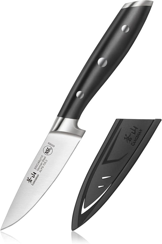 Cangshan ALPS Series 502766 German Steel Forged 3.5-inch Paring Knife with Sheath, Black