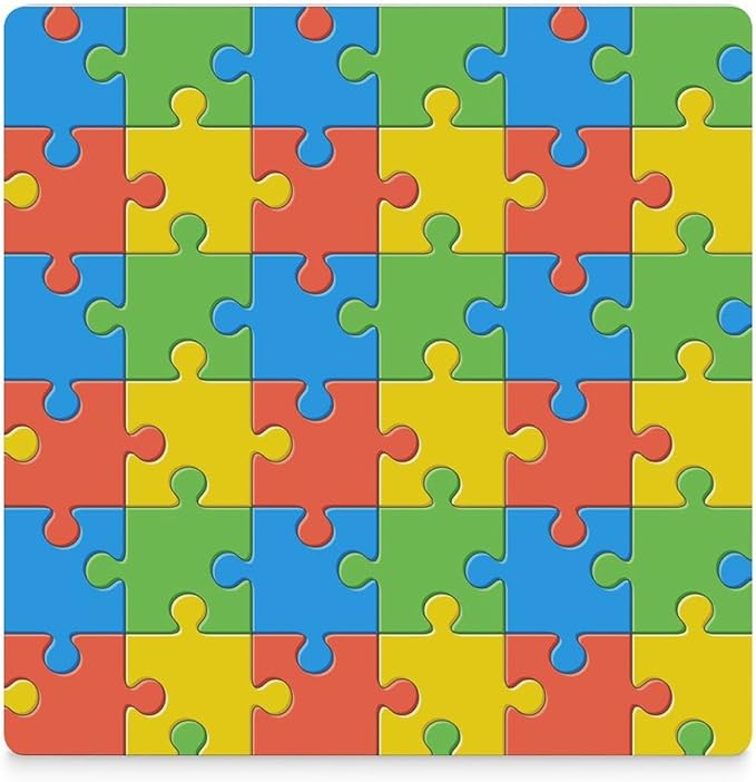 Gamer Drink Coasters, Square Ceramic Drink Coaster Square-6PCS, Kids Abstract Colorful Puzzle Toy Decor Absorbent Ceramic Coasters for Beverage Cup, Bar, Coffee Table