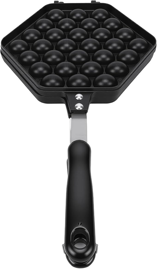Zerodis Stovetop Waffle Pan Waffle Irons Maker with Ergonomic Handle Non Slip Even Heating Bubble Type Versatile Griddle Frying Pan for Baking Breakfast 15.7x8.5x1.7in Stovetop