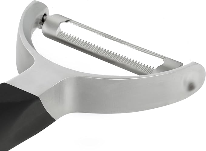 Professional Y Serrated Blade Stainless Steel Peeler - Ultra-Sharp Comfort Handle Dishwasher Safe Peeler