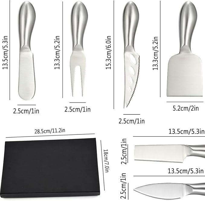 6-Piece Cheese Knife Set, Premium Stainless Steel Cheese Knives with Gift Box, Cheese and Charcuterie Board Collection matching tools(6pcs)