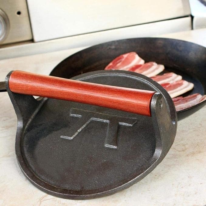 Outset Cast Iron, 8 x 8 x 3.25 inches, Round Grill Press