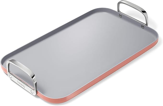 Caraway Double Burner Griddle - 19x12” Griddle Pan - Non-Stick Ceramic Coated - Non Toxic, PTFE & PFOA Free - Oven Safe & Compatible with All Stovetops - Perracotta