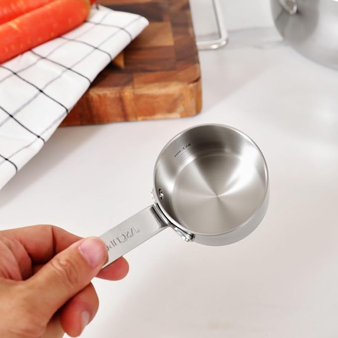 KEAWELL Premium Dog and Cat Food Measuring Cup 18/10 Stainless Steel (1, 1/2 Cup)